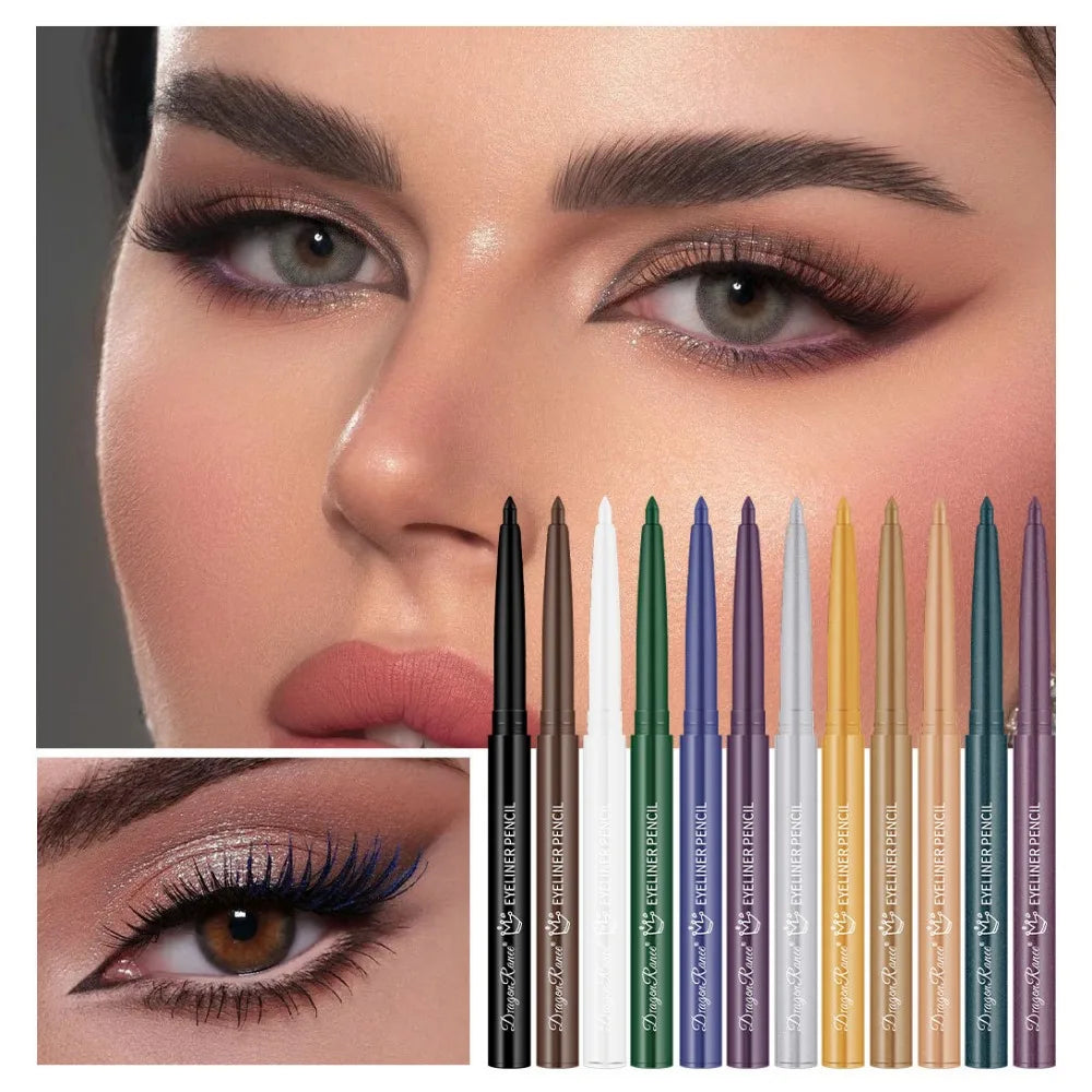 12 Colors Matte Eyeliner Waterproof Sweatproof Lasting Non-Smudged Rotatable Eye Liner Green Purple Colorful Eye Makeup Tools