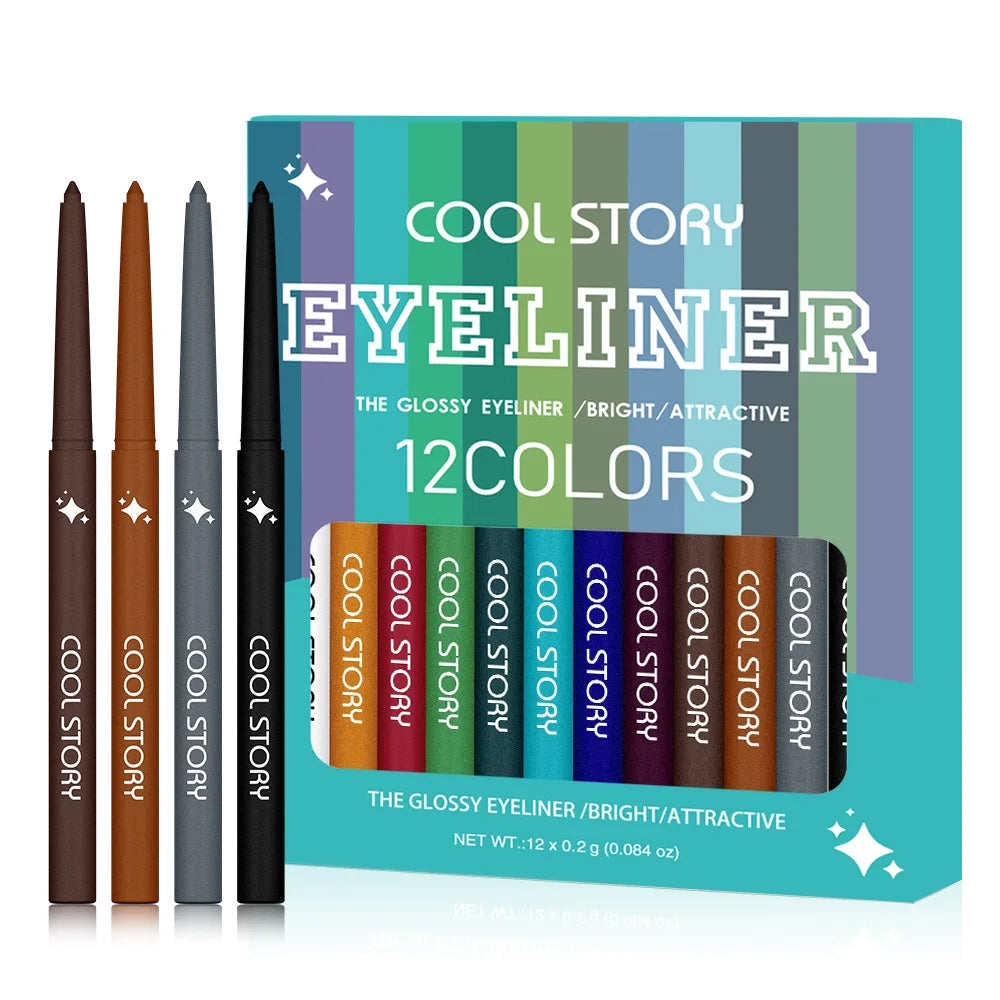 12-color Rainbow Matte waterproof Eyeliner set,professional ultra Long lasting Cream Gel Eyeliner set,Gift Cosmetics for women