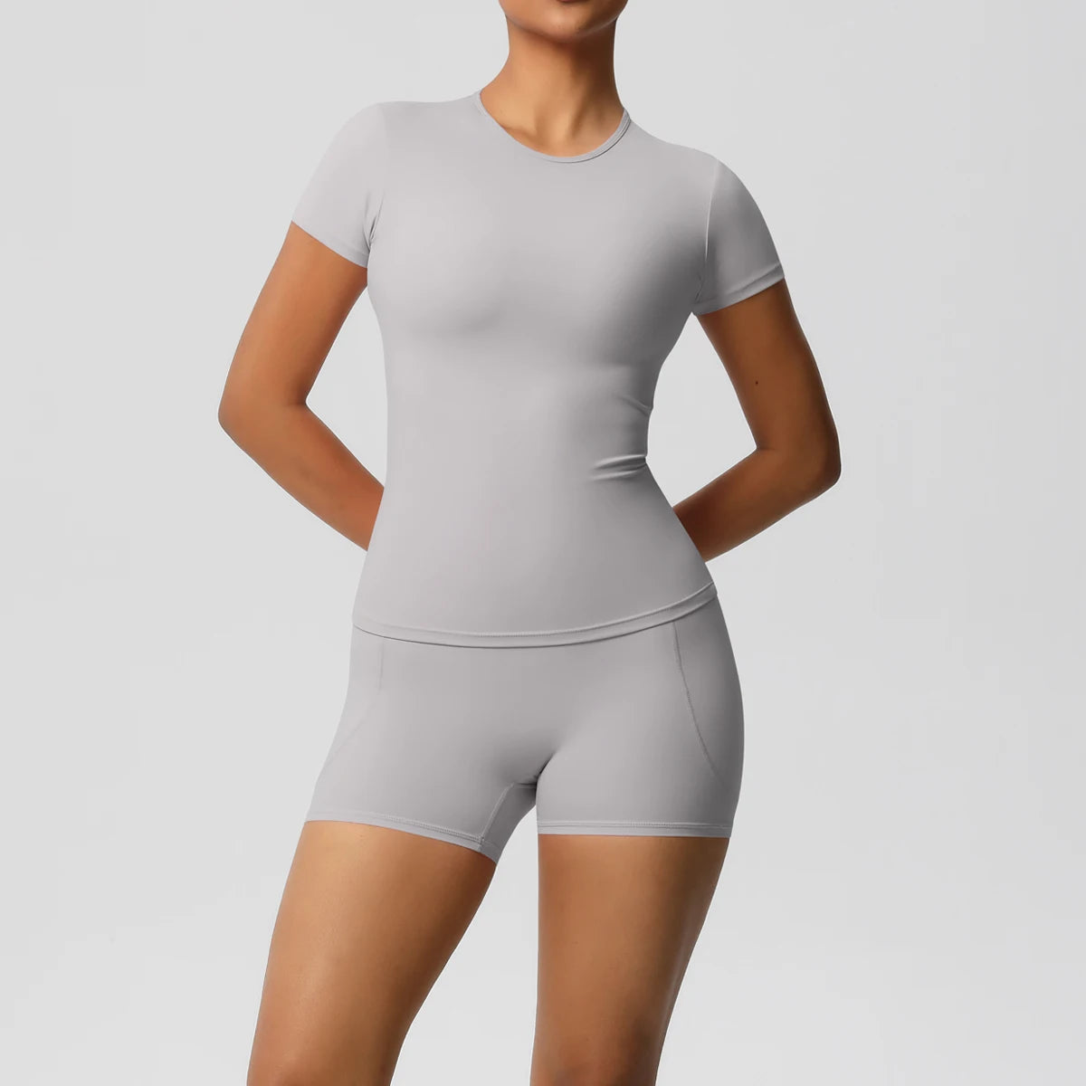 Workout Sportswear 2Pcs Piece Female Yoga Shirt Push Up Workout Clothes Women Outdoors Sport  High Waist  Fitness Sport Shorts