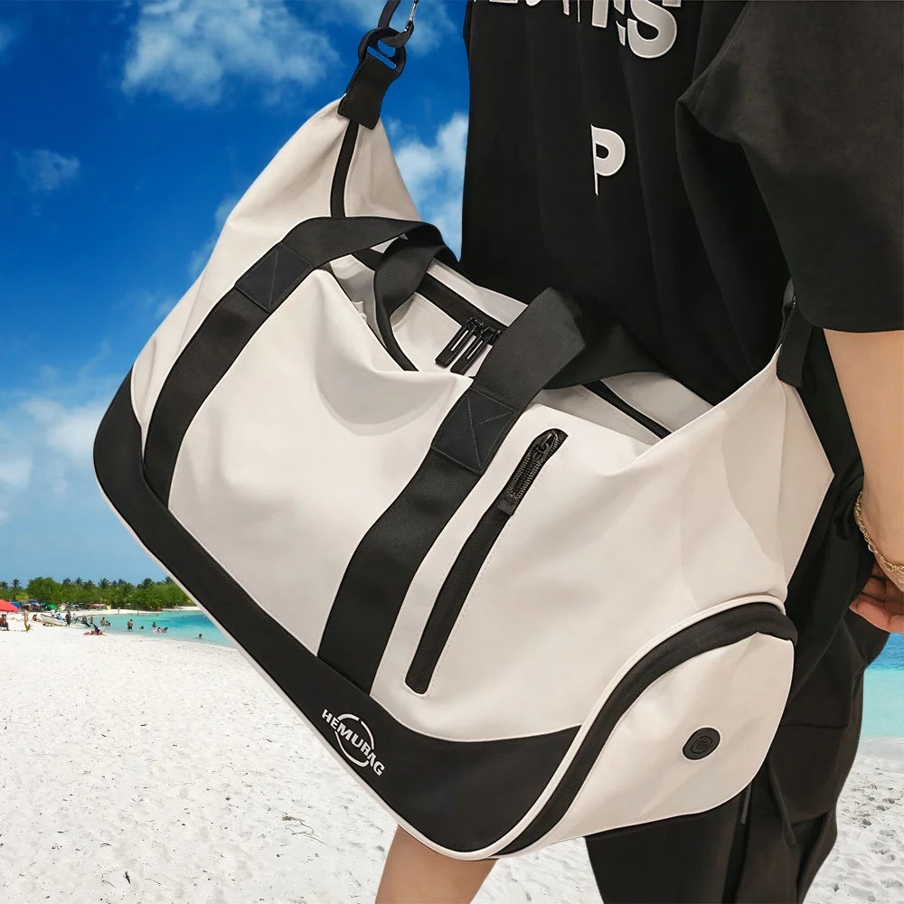 1Pcs Gym Bag for Women Men Sports, Gyms, Weekend Getaway, Waterproof Duffle Bag with Shoe & Wet Clothes Compartments