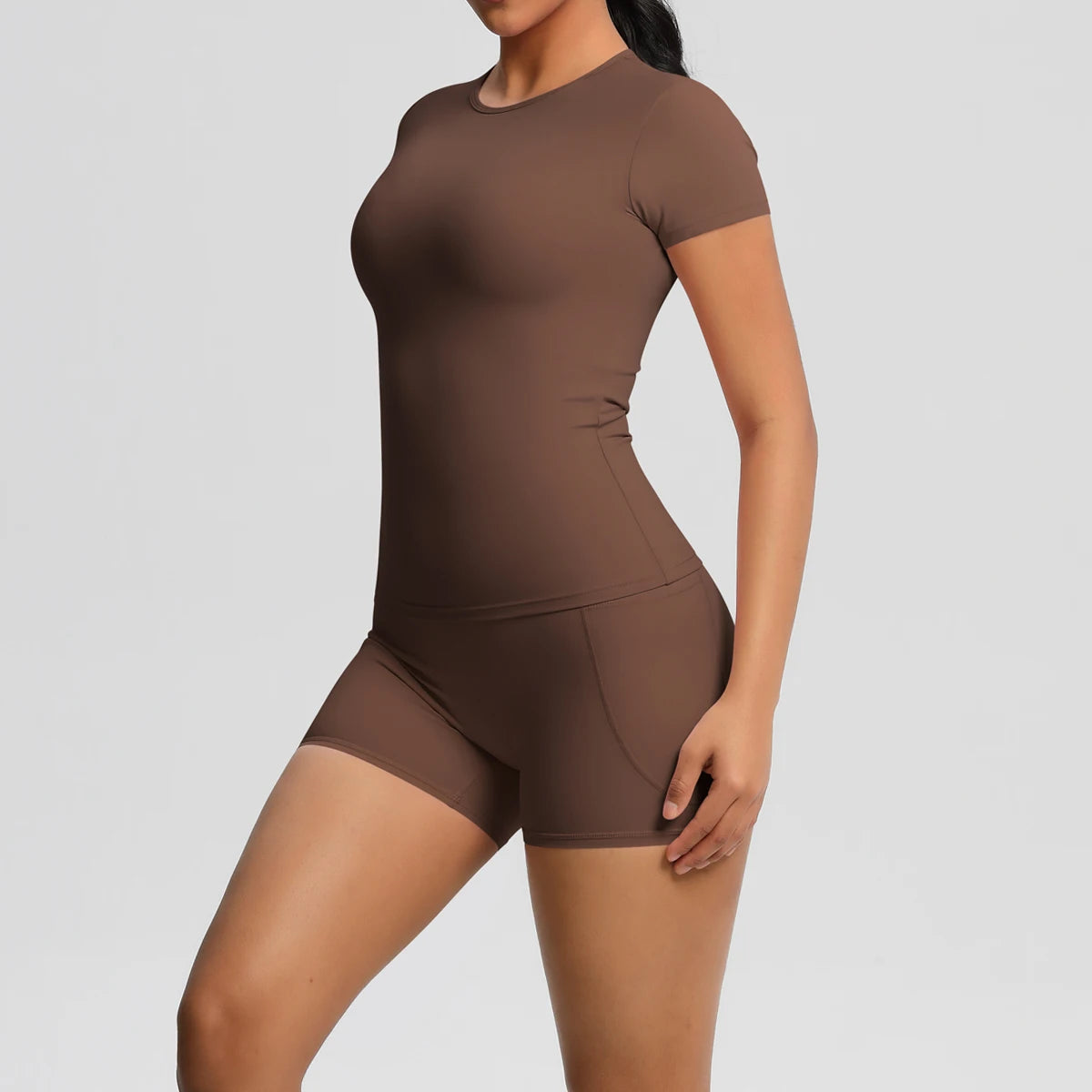 Workout Sportswear 2Pcs Piece Female Yoga Shirt Push Up Workout Clothes Women Outdoors Sport  High Waist  Fitness Sport Shorts