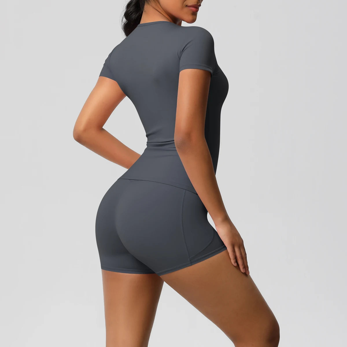 Workout Sportswear 2Pcs Piece Female Yoga Shirt Push Up Workout Clothes Women Outdoors Sport  High Waist  Fitness Sport Shorts