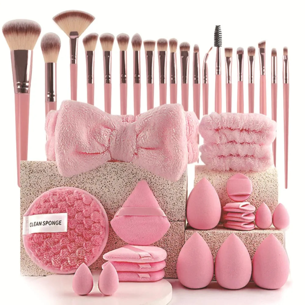 20/40Pcs Makeup Tools Kit Makeup Brushes & Headband Wristband Cleaning Tool Professional Eye Shadows Blush