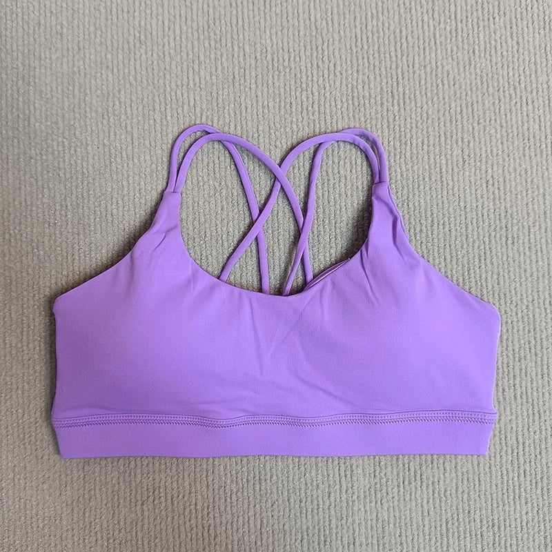 Yoga Sport Bra Solid Color Women Beautiful Cross Back Backless Underwear Breathable Soft Fabric Running Fitness Training Vest