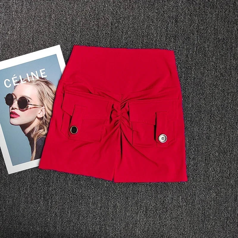 Women's Yoga Sports Shorts High Waist Peach Hip Seamless Sport With Pocket Tights Sports Workout Running Gym Shorts🏃🏻‍♀️🩳