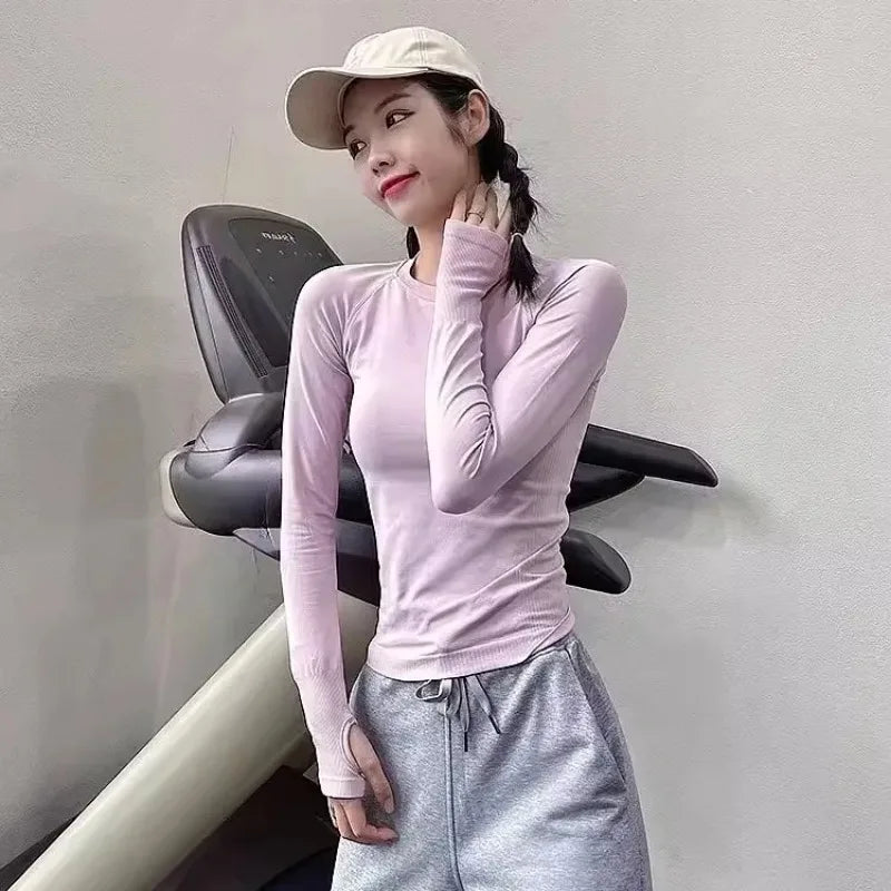 Women's Yoga Wear Long Sleeve Tight Stretch Sports T-Shirt Running Quick-Drying New Fitness Top