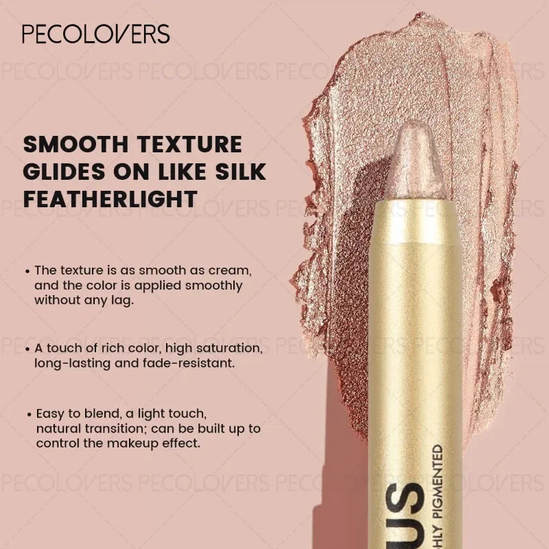 1 Pc Shimmer Eyeshadow Stick, Dual-ended Eyeshadow Pen, with Brush, Eye-catching Eye Makeup High Color Rendering, Concert Makeup