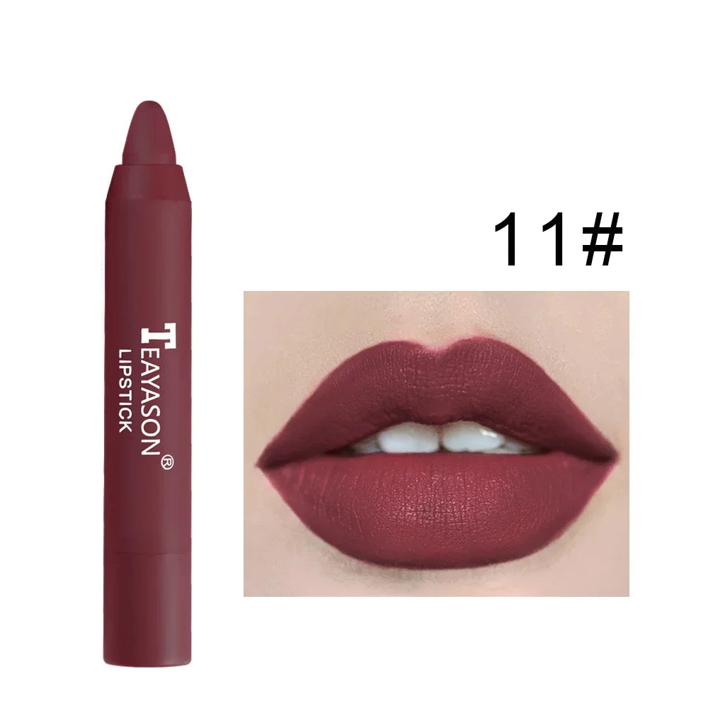 12 Colors Waterproof Long Lasting Lip tint Velvet Matte Lipsticks Nude Stick Lips Makeup Tint Pen Daily Makeup Nude LipstickTool