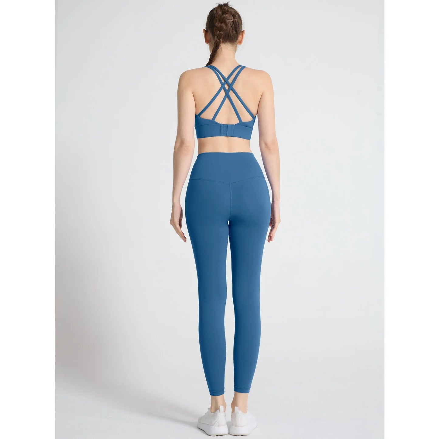 2 Piece Yoga Set Women's tracksuit Fitness Crop Top Shockproof Sports Bras Yoga Gym Running Pants Sportswear Running Fitness