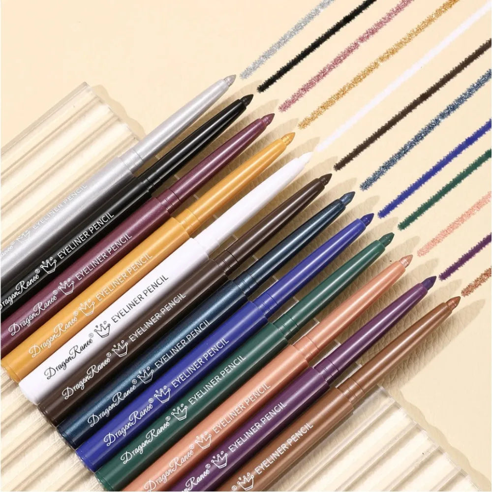 12 Colors Matte Eyeliner Waterproof Sweatproof Lasting Non-Smudged Rotatable Eye Liner Green Purple Colorful Eye Makeup Tools