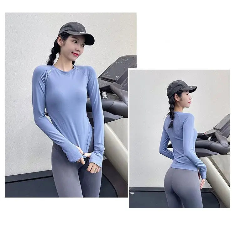 Women's Yoga Wear Long Sleeve Tight Stretch Sports T-Shirt Running Quick-Drying New Fitness Top