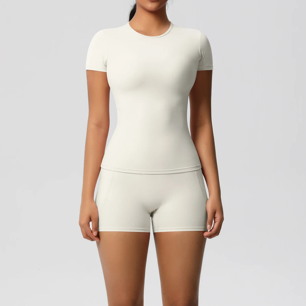 Workout Sportswear 2Pcs Piece Female Yoga Shirt Push Up Workout Clothes Women Outdoors Sport  High Waist  Fitness Sport Shorts