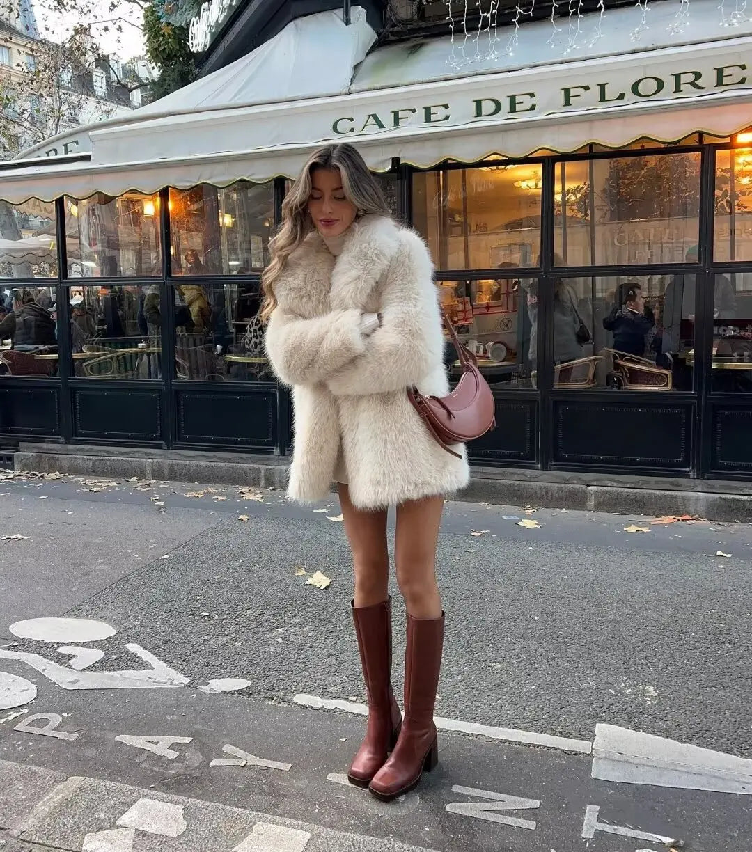 Y2K TRAF 2024 Faux Fur Coat for Women Winter Thick Warm Natural Fur New Outerwear Women's Long Luxury Fake Fur Jackets