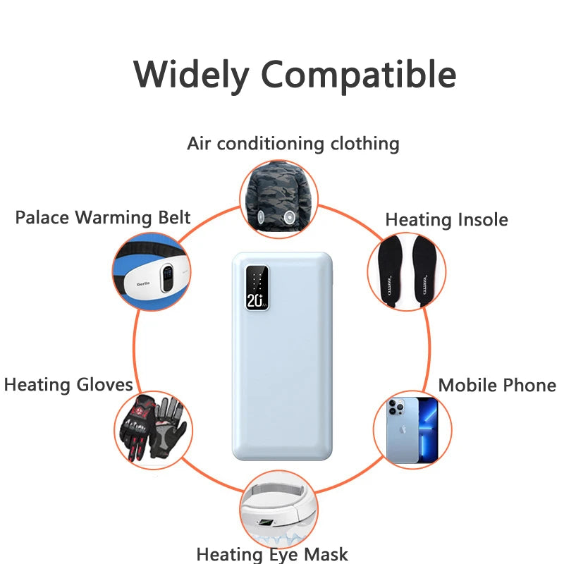 12V DC Output Power Bank 20000mAh Portable Charger External Battery Pack for Heated Vest Jacket Power Bank for Xiaomi Mi IPhone