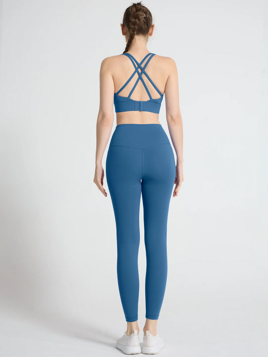 2 Piece Yoga Set Women's tracksuit Fitness Crop Top Shockproof Sports Bras Yoga Gym Running Pants Sportswear Running Fitness