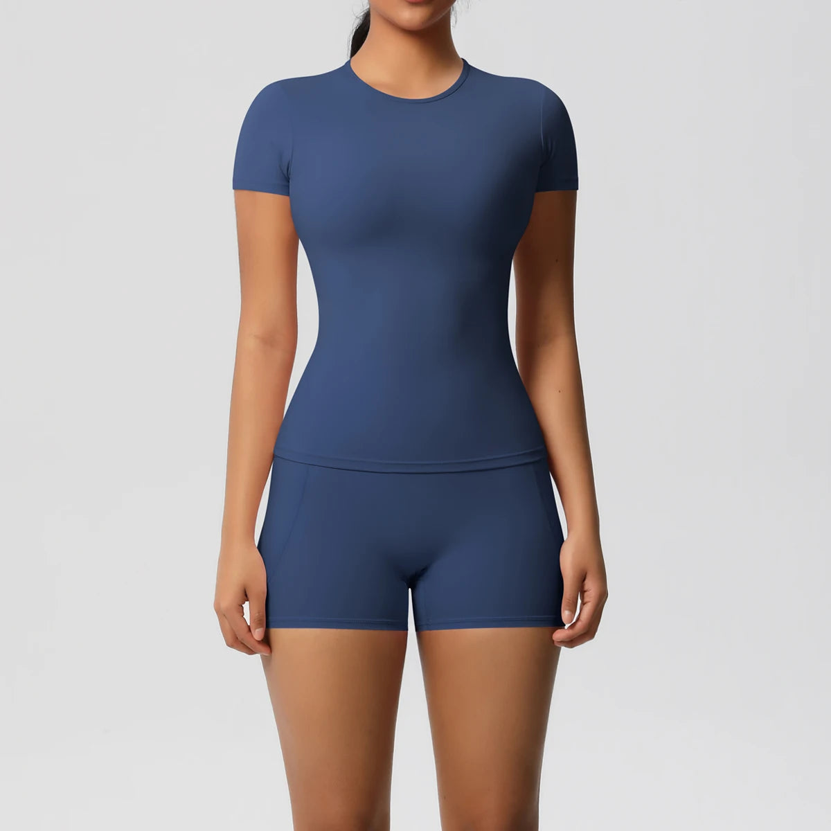 Workout Sportswear 2Pcs Piece Female Yoga Shirt Push Up Workout Clothes Women Outdoors Sport  High Waist  Fitness Sport Shorts