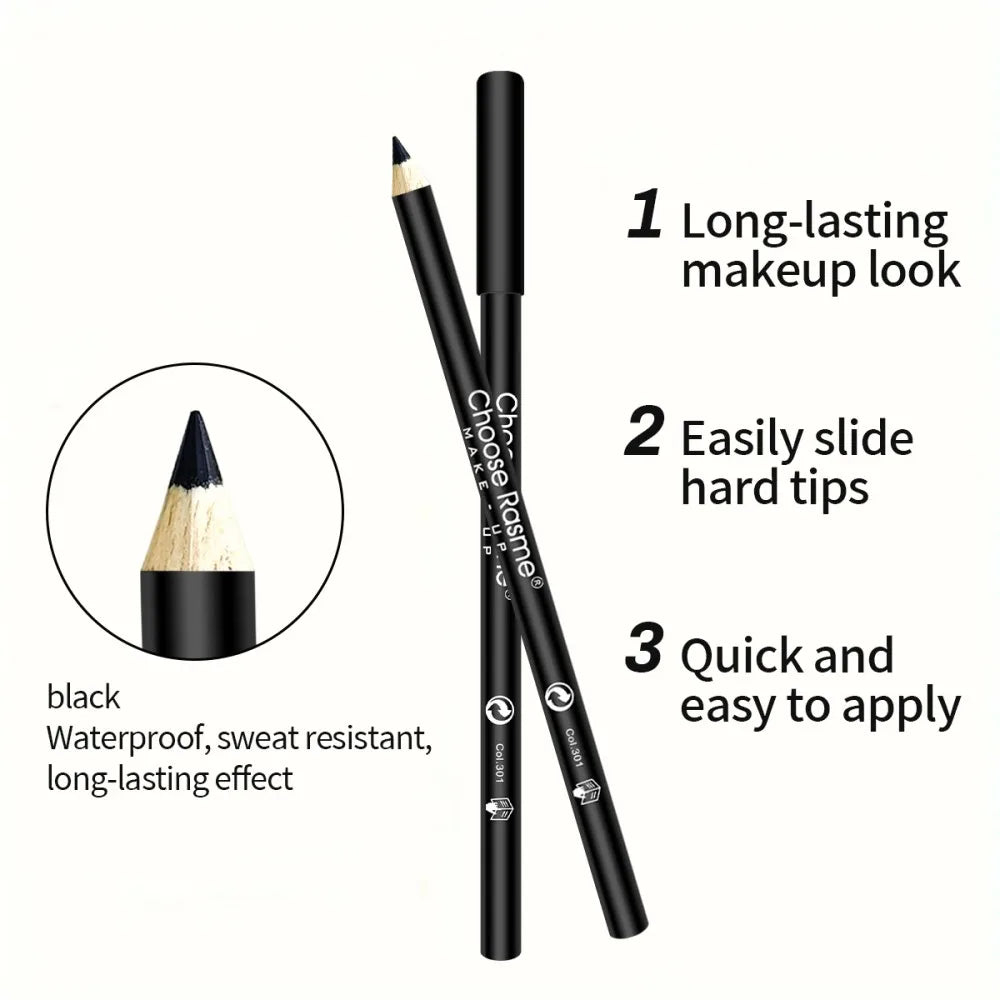 12pcs Waterproof Black Eyeliner Pencils-Smudge-Proof, Long-Lasting &Beginner-Friendly Eye Makeup ﻿