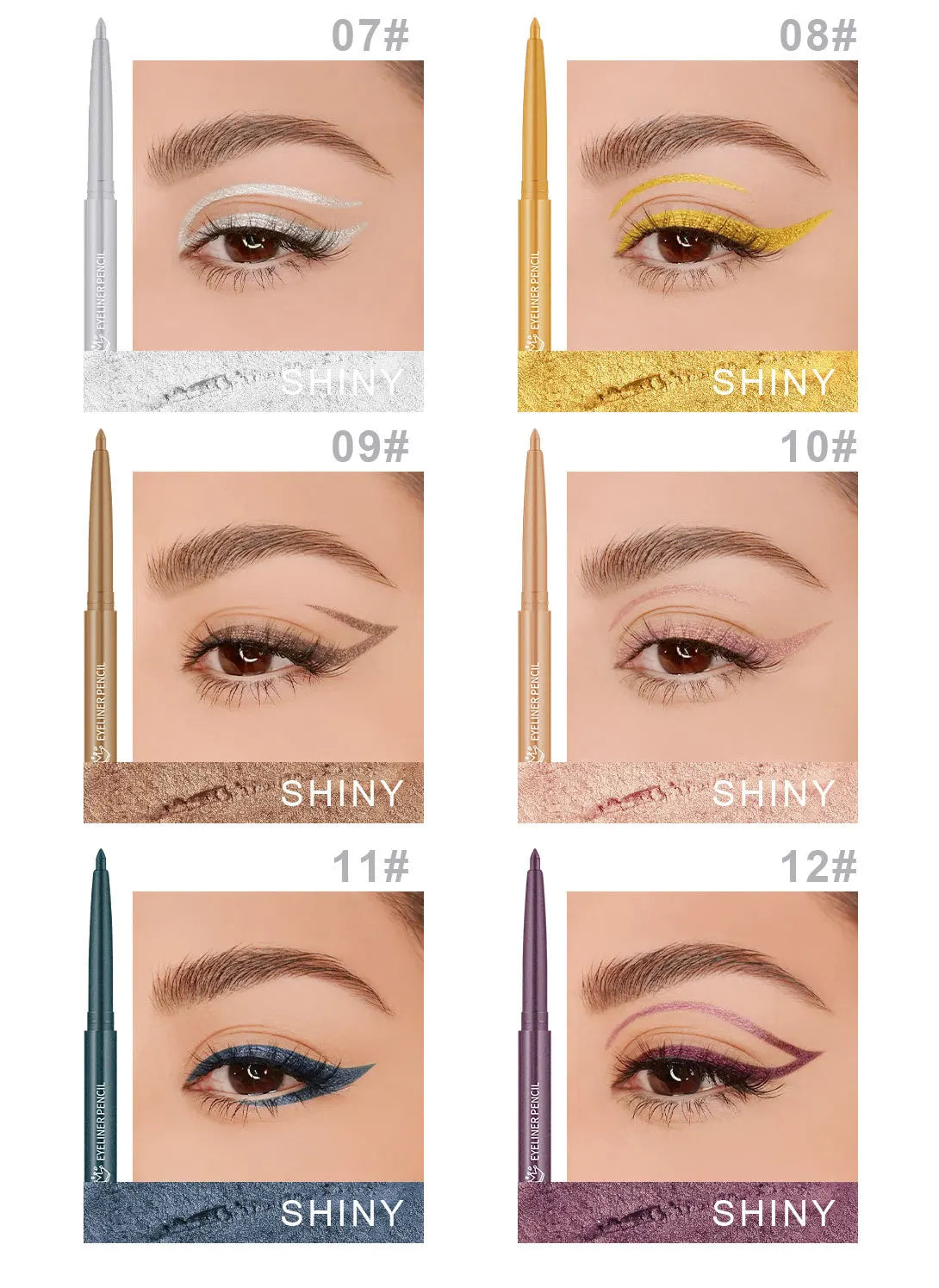 12 Colors Matte Eyeliner Waterproof Sweatproof Lasting Non-Smudged Rotatable Eye Liner Green Purple Colorful Eye Makeup Tools