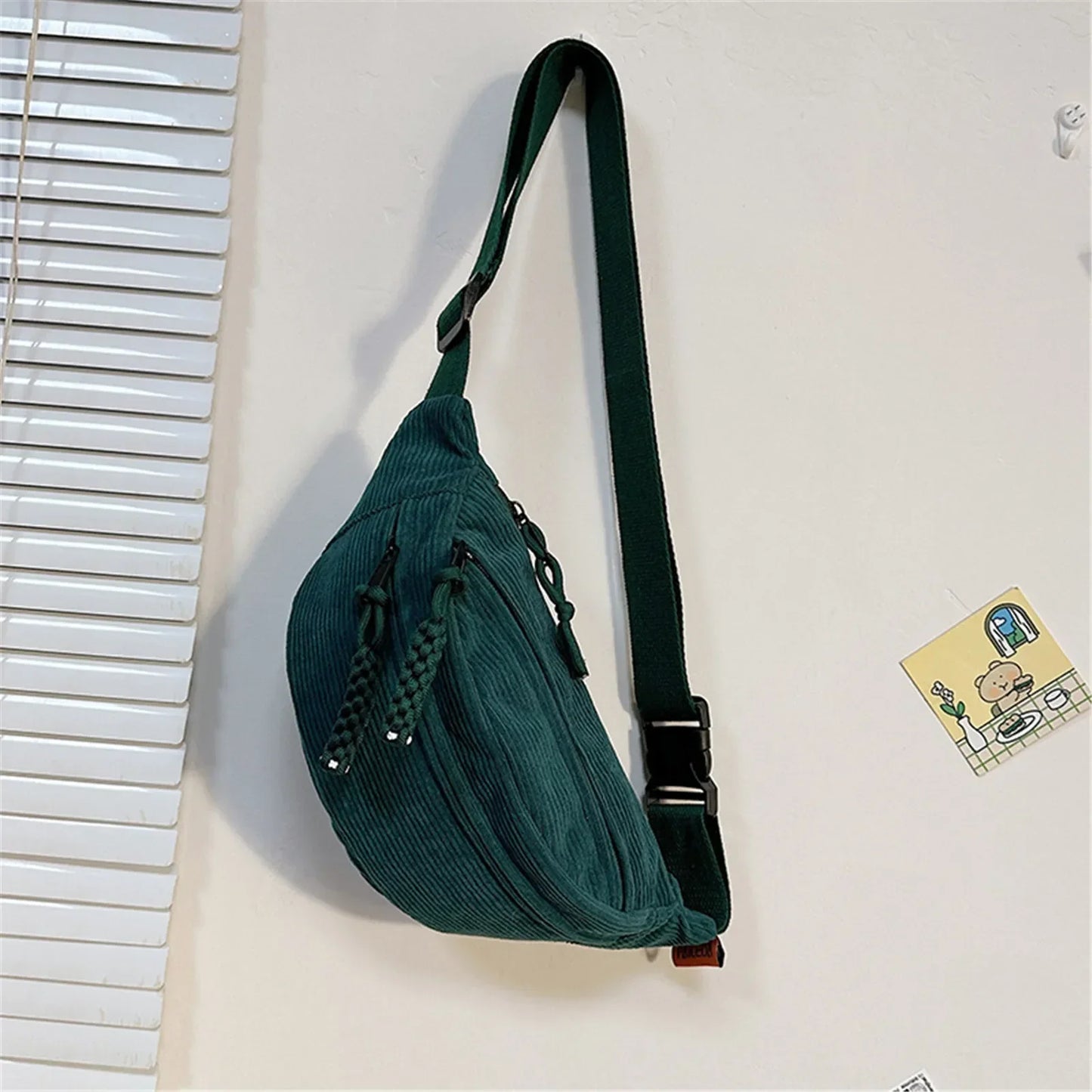 2024Fashion Fanny Pack Casual Corduroy Belt Bags for Women Female Banana Waist Bag Hip Purse Shoulder Crossbody Chest Bag Pocket
