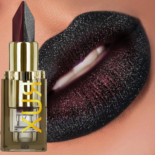 1PC Two-tone Sexy Red&Black Lipstick Glitter&matte Lip Sticks Nonstick Highly Pigmented Metallic Finish Lip Tint Makeup Giifts