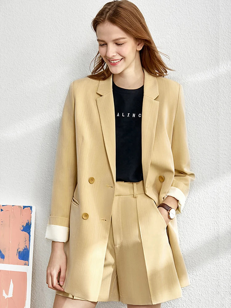 Amii Minimalism Jacket Spring Office Lady Blazer Women Vneck Tanks, Women's pants Female Shorts Sold Separately Blazers 12260069