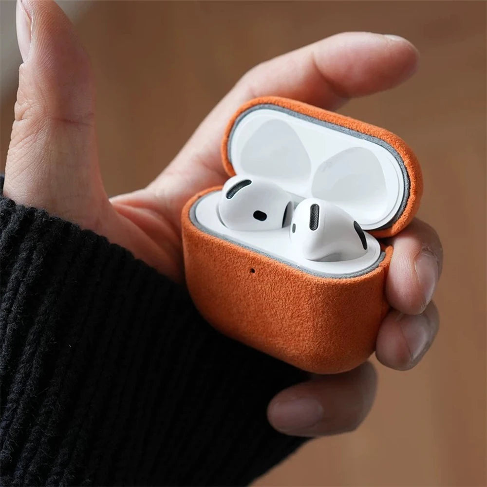 100% ALCANTARA Leather Case for AirPods Pro 3 Pro3 Luxury Suede Leather Cases for AirPod 4 Pro 3 2 Headset Turn fur Cover