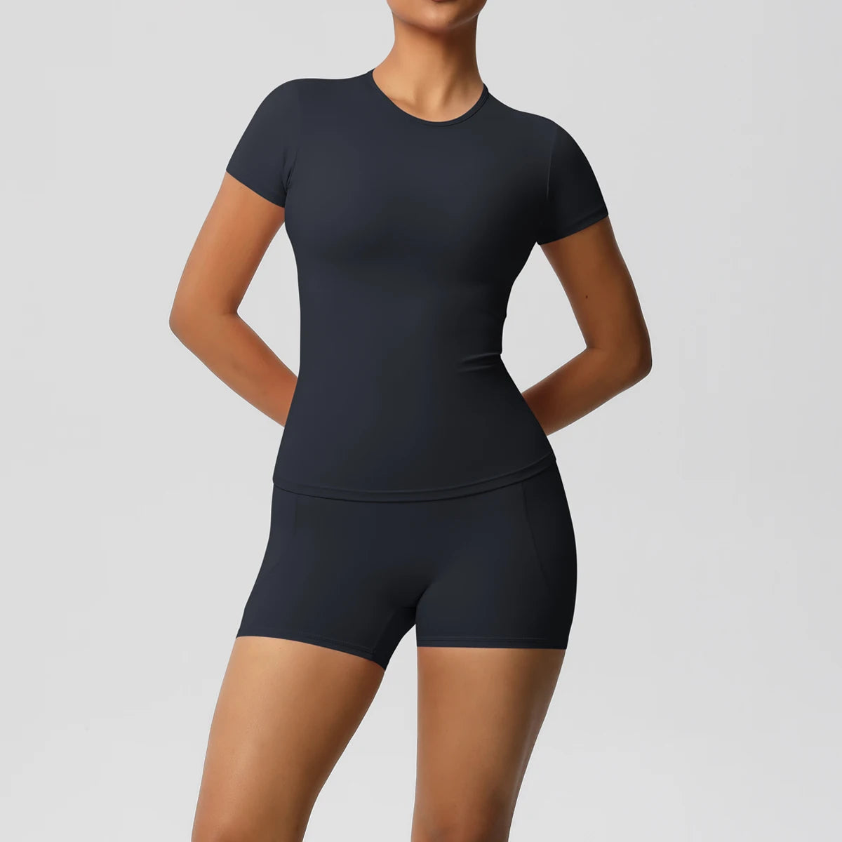 Workout Sportswear 2Pcs Piece Female Yoga Shirt Push Up Workout Clothes Women Outdoors Sport  High Waist  Fitness Sport Shorts