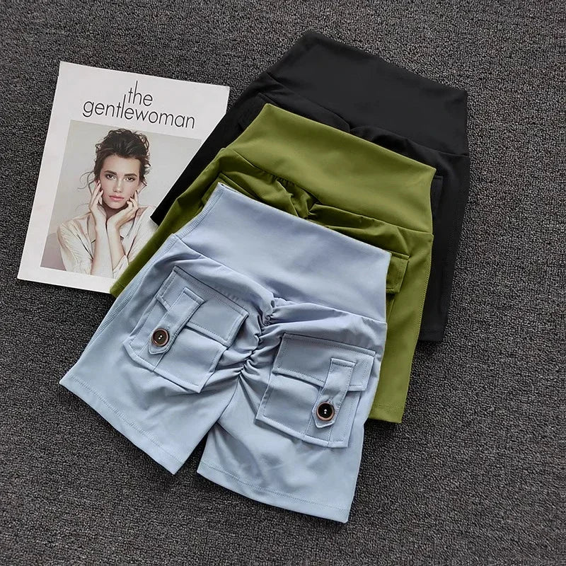 Women's Yoga Sports Shorts High Waist Peach Hip Seamless Sport With Pocket Tights Sports Workout Running Gym Shorts🏃🏻‍♀️🩳