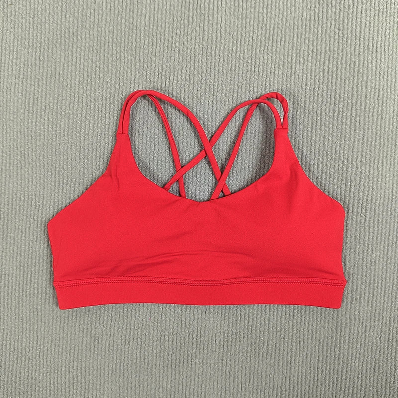 Yoga Sport Bra Solid Color Women Beautiful Cross Back Backless Underwear Breathable Soft Fabric Running Fitness Training Vest