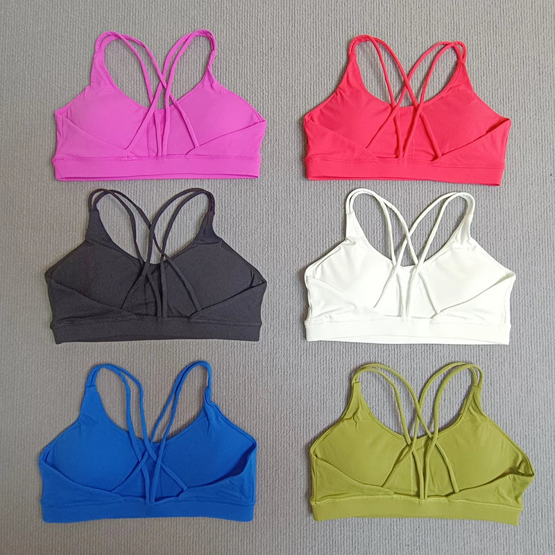 Yoga Sport Bra Solid Color Women Beautiful Cross Back Backless Underwear Breathable Soft Fabric Running Fitness Training Vest