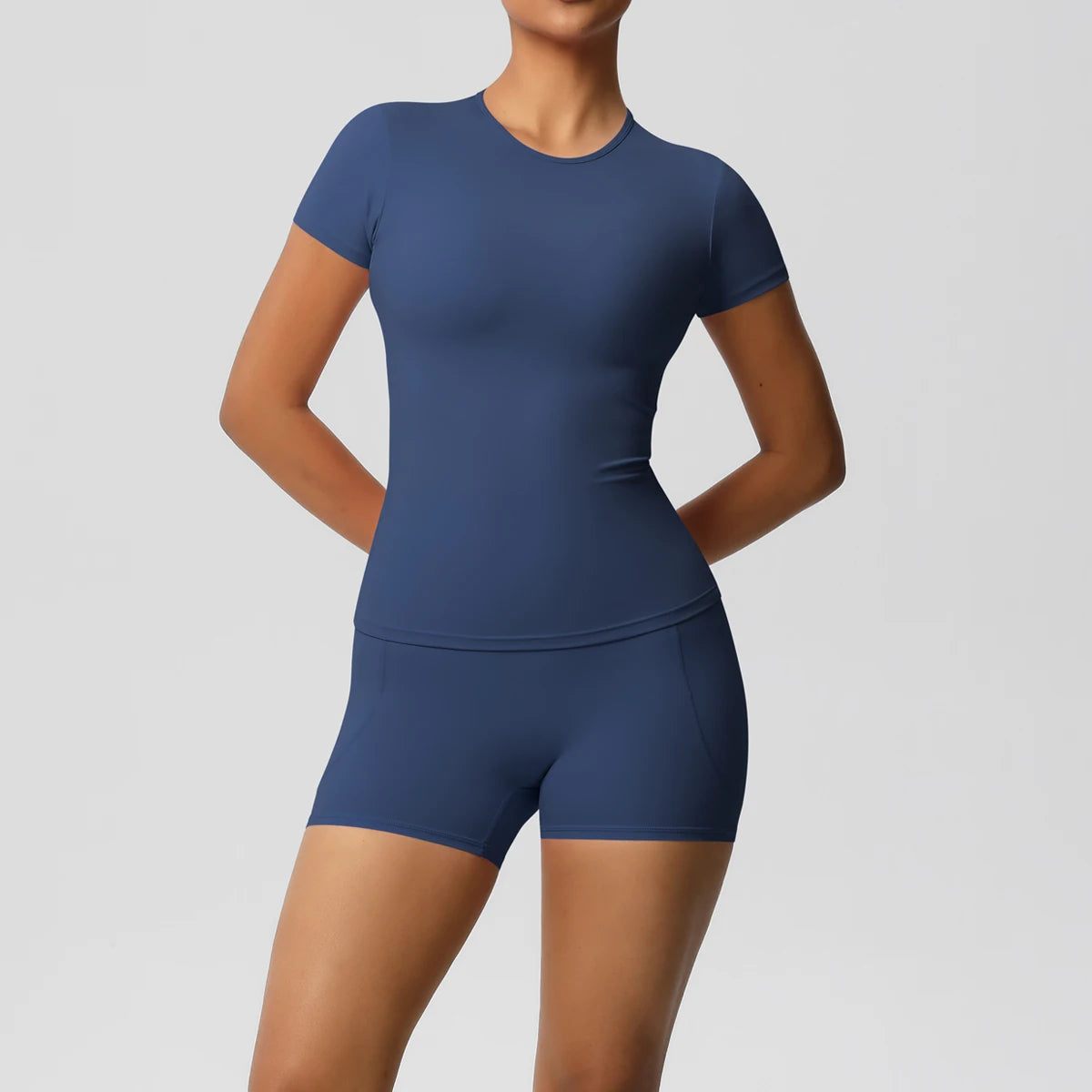 Workout Sportswear 2Pcs Piece Female Yoga Shirt Push Up Workout Clothes Women Outdoors Sport  High Waist  Fitness Sport Shorts