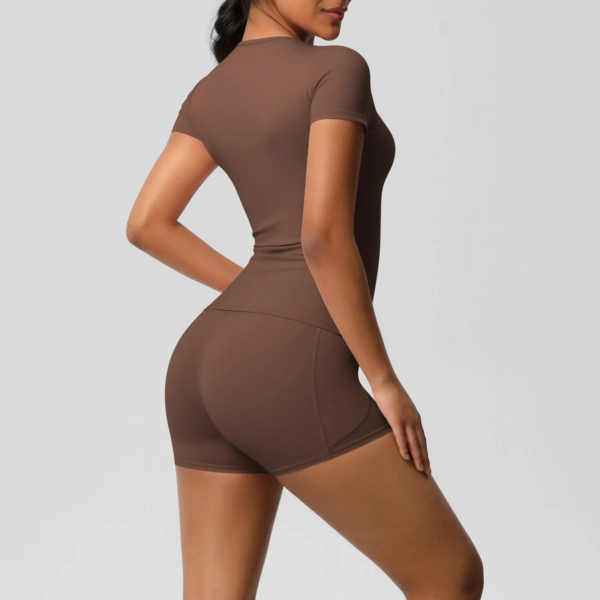 Workout Sportswear 2Pcs Piece Female Yoga Shirt Push Up Workout Clothes Women Outdoors Sport  High Waist  Fitness Sport Shorts