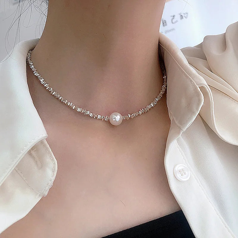 Womens Jewellery Colliers Chain Simulated Pearls Necklace Bridal Jewelry Necklaces Female White Wedding Gifts Collares Wholesale