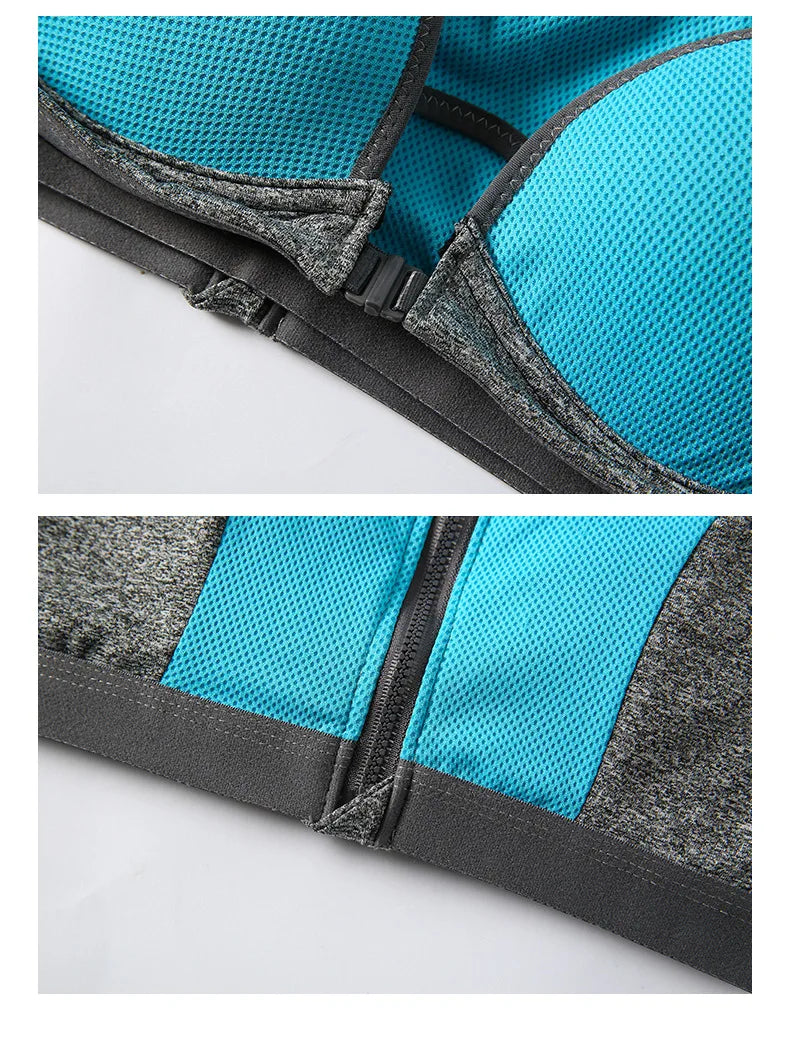 Yoga Sports Bra Top Shockproof Push Up Sportwear Workout Vest for Women Front Zipper Gym Running Underwear Jogging Fitness Bras