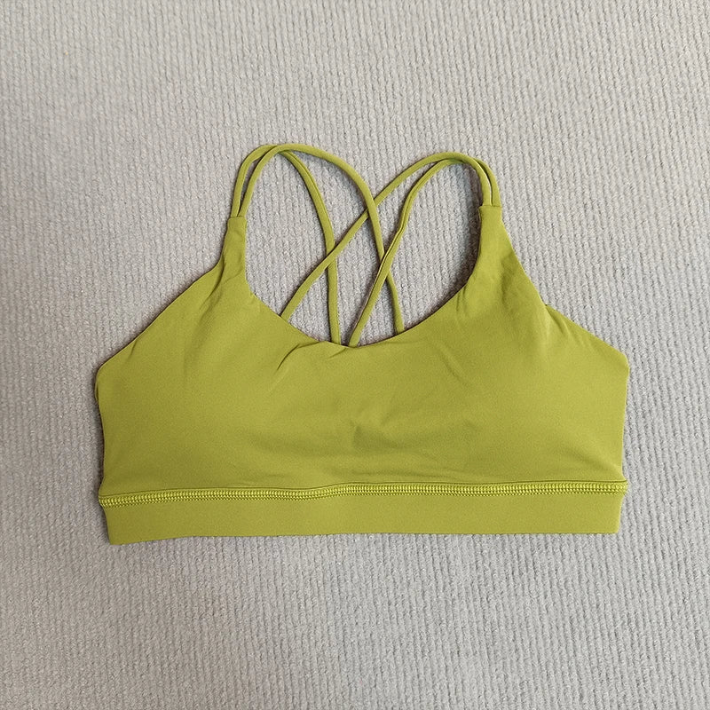 Yoga Sport Bra Solid Color Women Beautiful Cross Back Backless Underwear Breathable Soft Fabric Running Fitness Training Vest