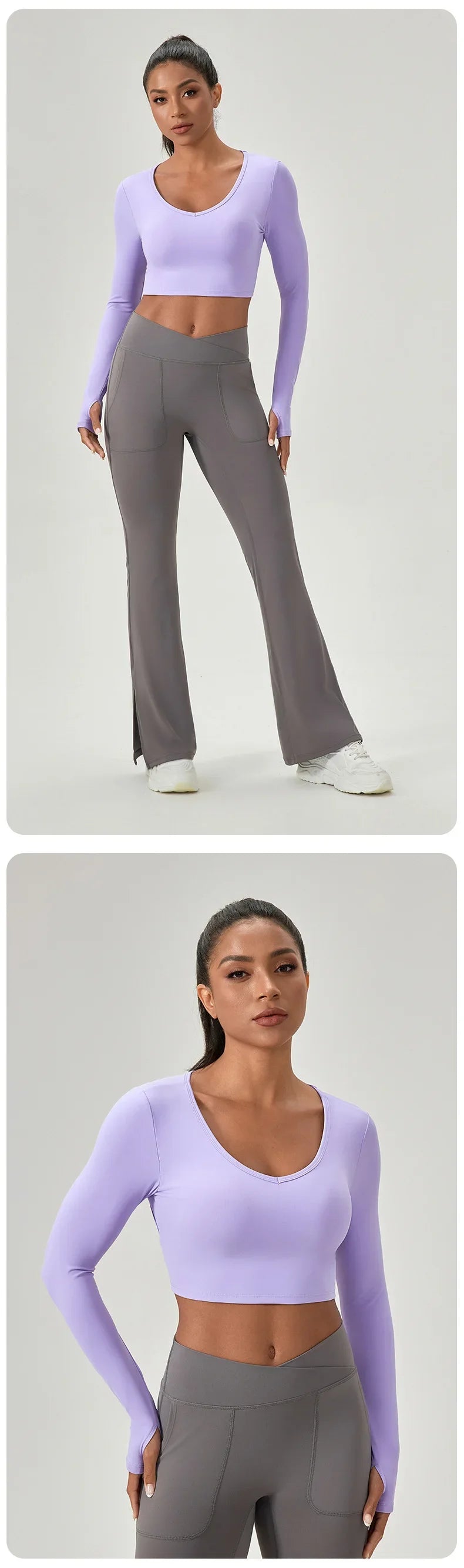 Women's Yoga Wear Tight Long-sleeved Shirt with Chest Pads Crossed Beautiful Back Sports Top Quick-drying Running Fitness Wear