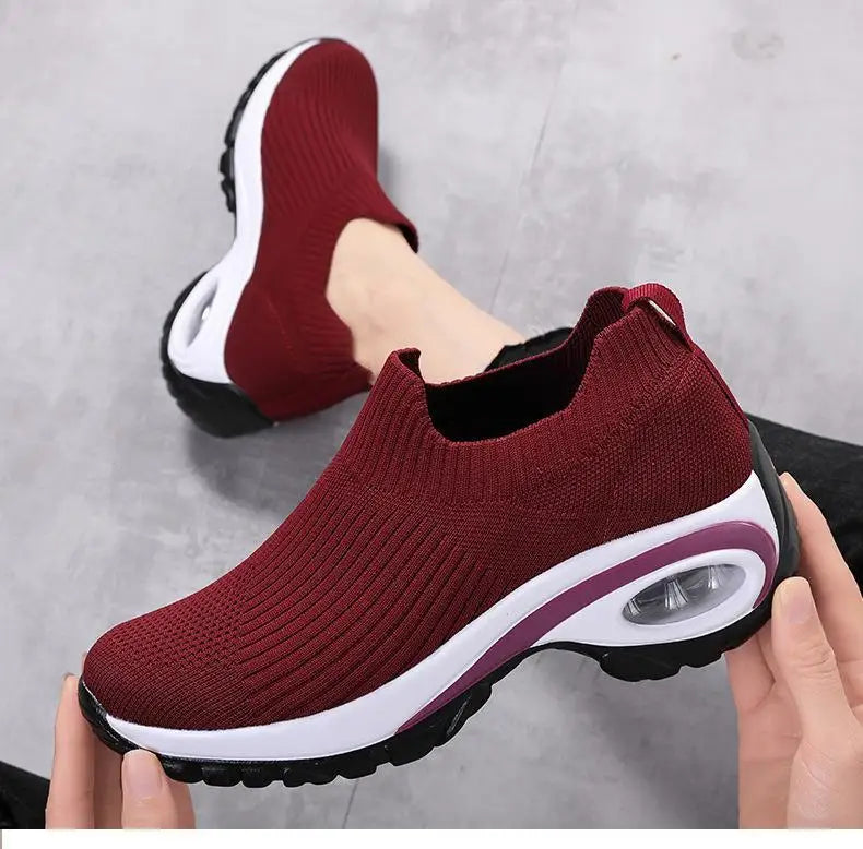 2024 summer New Women Fashion Casual Sport Shoes Wedge Platform Sneakers  Ladies Breathable  Vulcanized Shoes