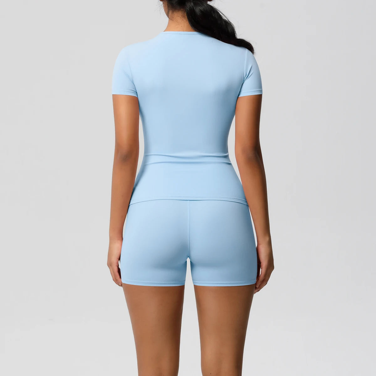 Workout Sportswear 2Pcs Piece Female Yoga Shirt Push Up Workout Clothes Women Outdoors Sport  High Waist  Fitness Sport Shorts