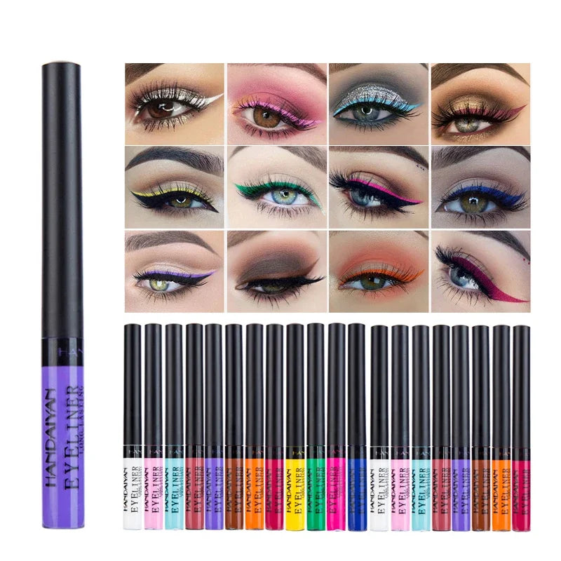 12 Colors Colorful Liquid Eyeliner Pencil Waterproof Long-Lasting  Quick-Dry No Blooming Blue Pink Eye Liner Pen Cosmetics Tools