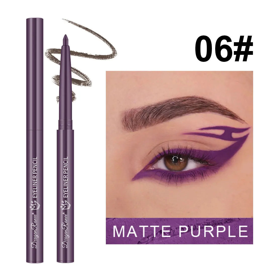 12 Colors Matte Eyeliner Waterproof Sweatproof Lasting Non-Smudged Rotatable Eye Liner Green Purple Colorful Eye Makeup Tools