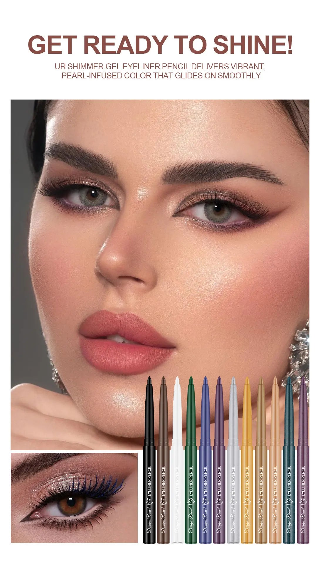 12 Colors Matte Eyeliner Waterproof Sweatproof Lasting Non-Smudged Rotatable Eye Liner Green Purple Colorful Eye Makeup Tools