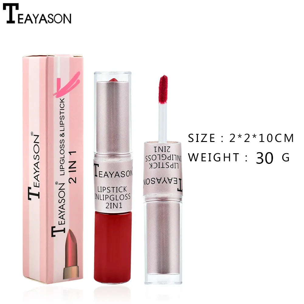 1PC Pink Lipstick Sexy Lip Gloss 2 in 1 Lip Tint Waterproof Long -Lasting Moisture Red Lip Matte Lipstick MakeUp for Women