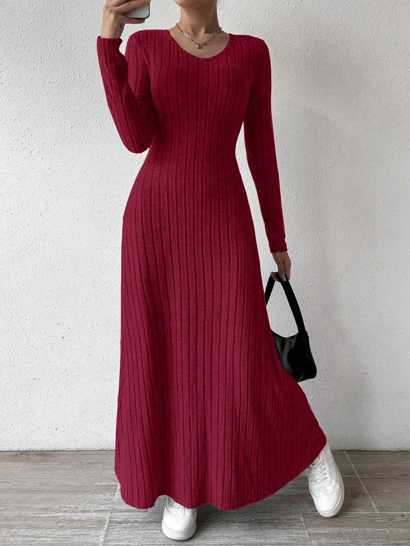 Womens Dresses Female Clothes New Long Sleeve V-neck Knitted Long Dress For Women Elegant Party Long Dresses Gothic Clothes 2025